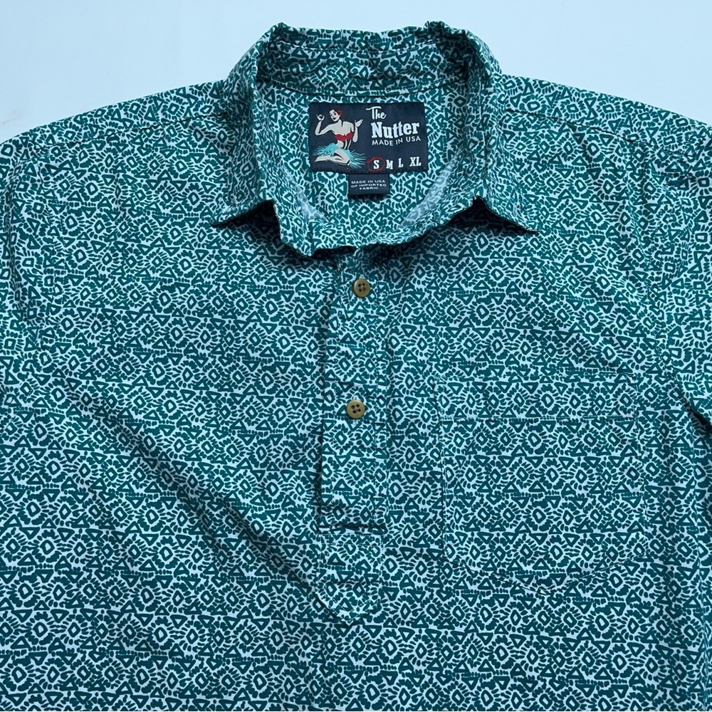 Chubbies The Nutter Polo Shirt Mens Size Small Green Hawaiian Cotton Made in USA